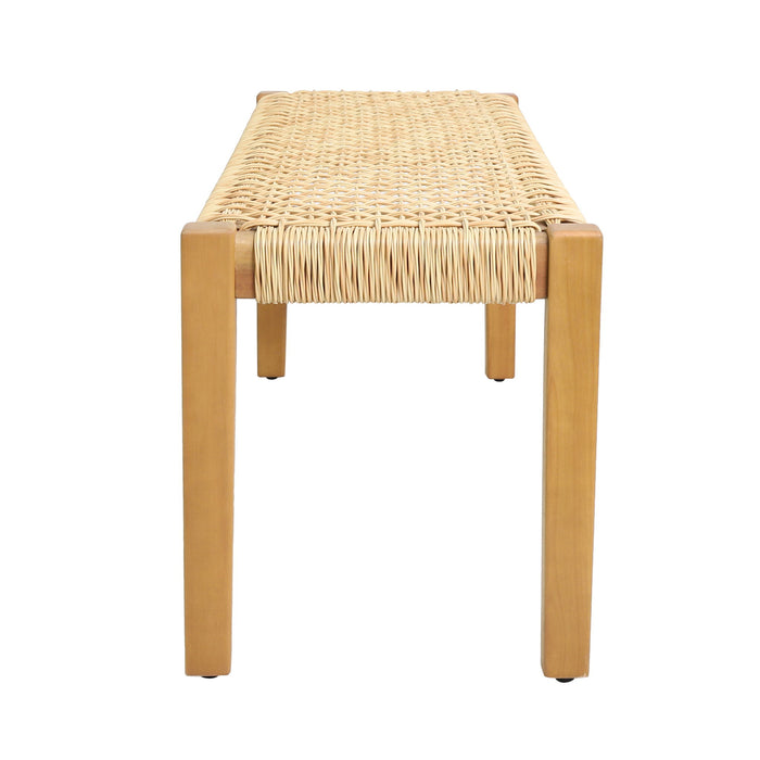 Angie - Bench Outdoor Seating Acacia Wood Faux Rattan - Teak