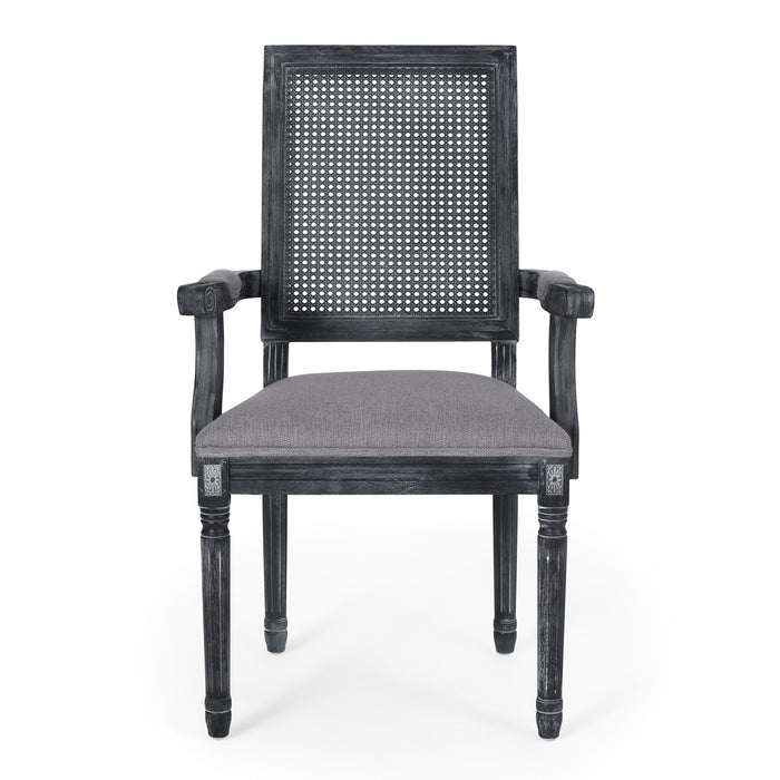 Elegant French Country Style Dining Chair With Cane Backrest