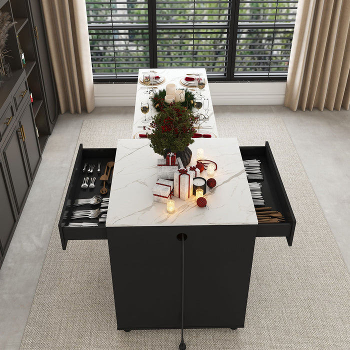 Expandable Kitchen Island With Power Outlet