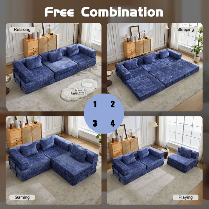 Convertible Floor Sofa Bed, Boneless Modular Sectional Sofa For Living Room