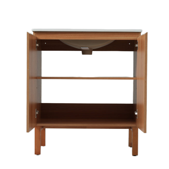 Bathroom Vanity With Sink, Minimalist Design, 45 Degrees Free Handle Doors - Antique Natural