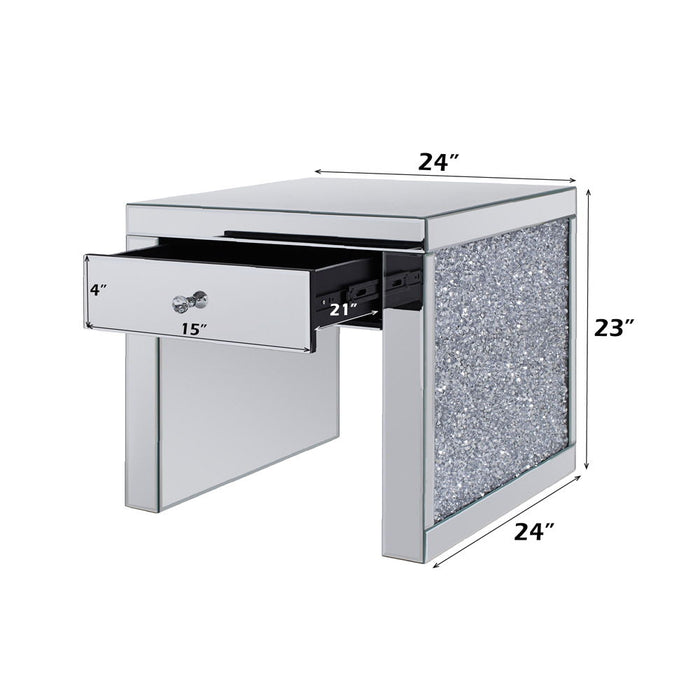 Noralie - 24" Square End Table - Mirrored & Faux Diamonds
