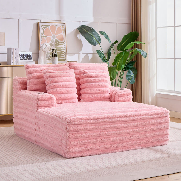 Oversized Chaise Lounge Chair Indoor With Pillows For Living Room