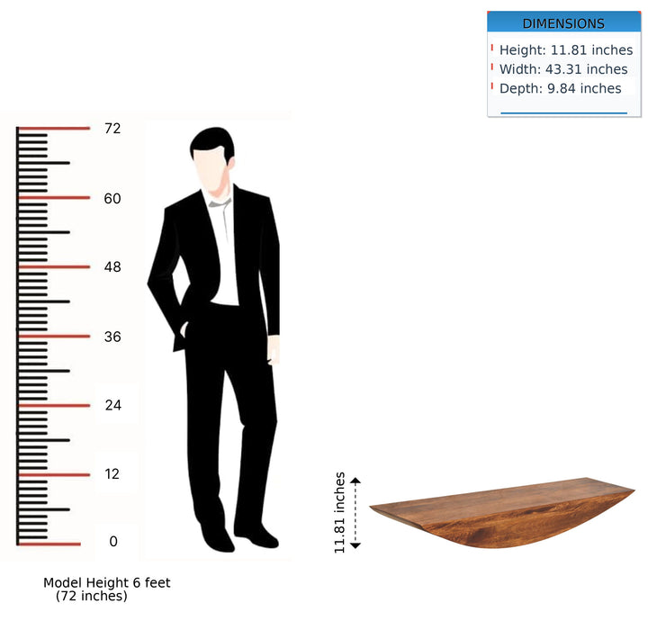 Crescent Floating Wall Shelf - Brown