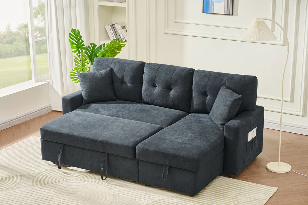 Reversible Sofa Couch Sleeper With Pull Out Bed And USB Port