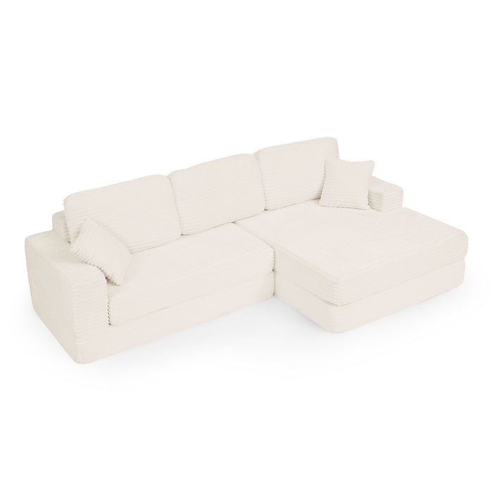 Modern Minimalist L Shape Modular Sectional Sofa, Corduroy Couch