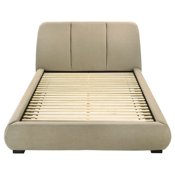 Mokena 46-inch Upholstered Queen Platform Bed Brown