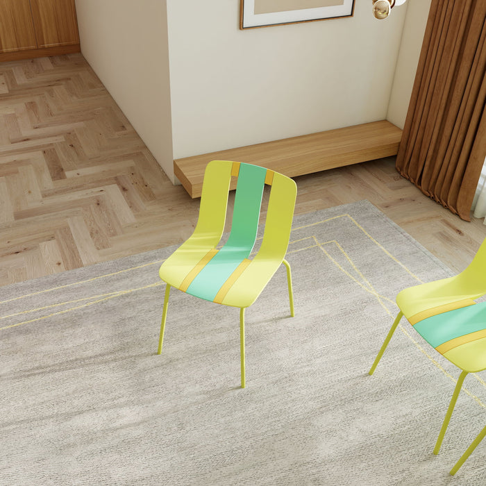 Modern Striped Blocking Single Chairs, Waterproof And Fade Resistant (Set of 4)