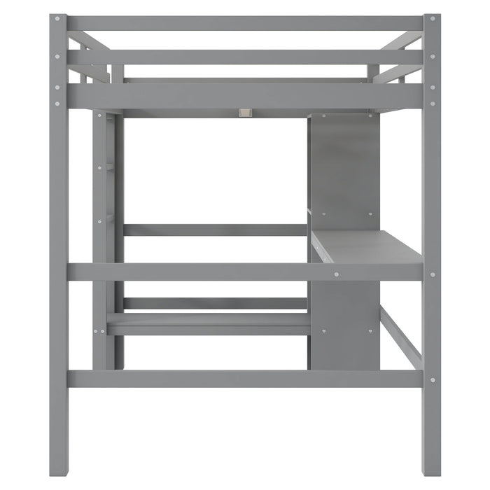 Loft Bed With Built In Desk And Multifunction Shelves