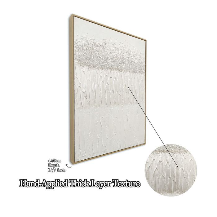 Framed Abstract Wall Art, Thick Textured Canvas Painting With Stone Accents (Set of 2) - Antique White