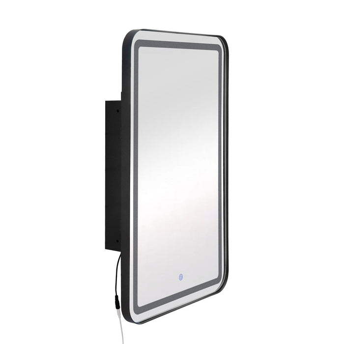 Rectangle Medicine Cabinet Mirror Bathroom Mirror With Storage Wall Mounted Medicine Mirror Cabinet With LED - Black