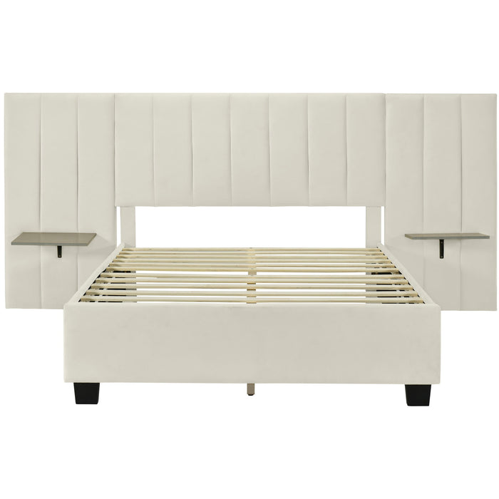 Upholstered Platform Bed With Big Headboard
