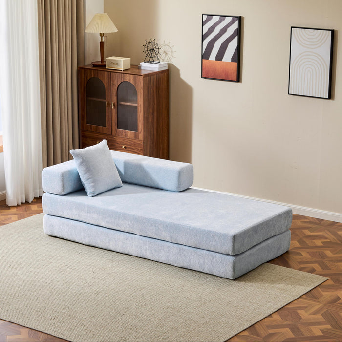Convertible Floor Sofa Bed With Pillow Back Support Armrest