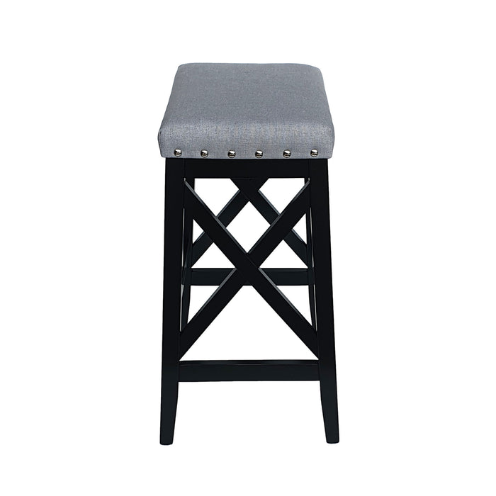 Greely Saddle Barstool Set With Fabric Upholstery - Light Gray