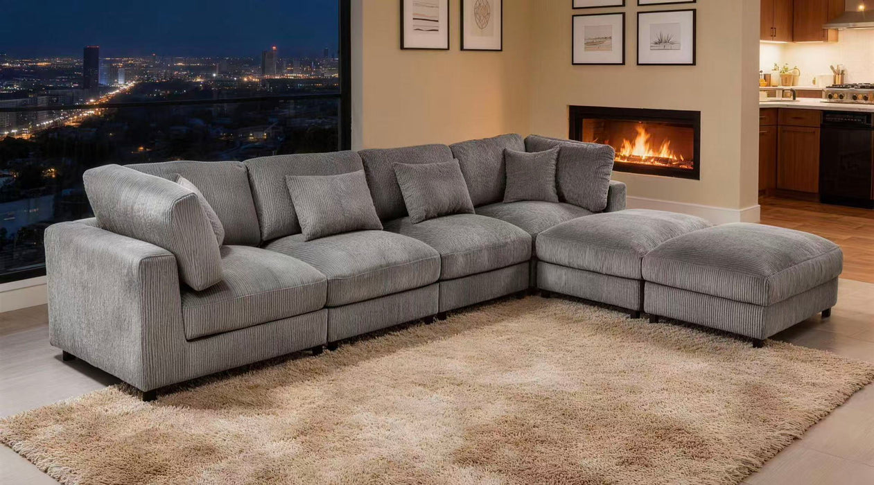 Upholstered Modular Sectional & Custom Configuration And Toss Pillows
