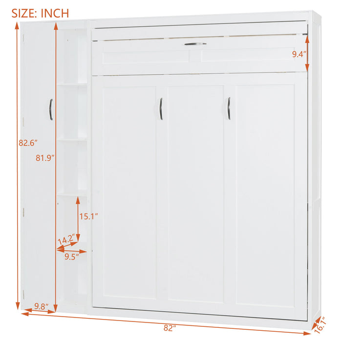 Murphy Wall Bed With Shelves, Wardrobe And LED Lights