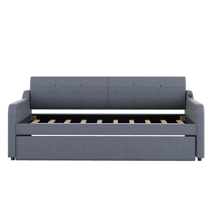 Upholstered Daybed With Trundle And USB Charging