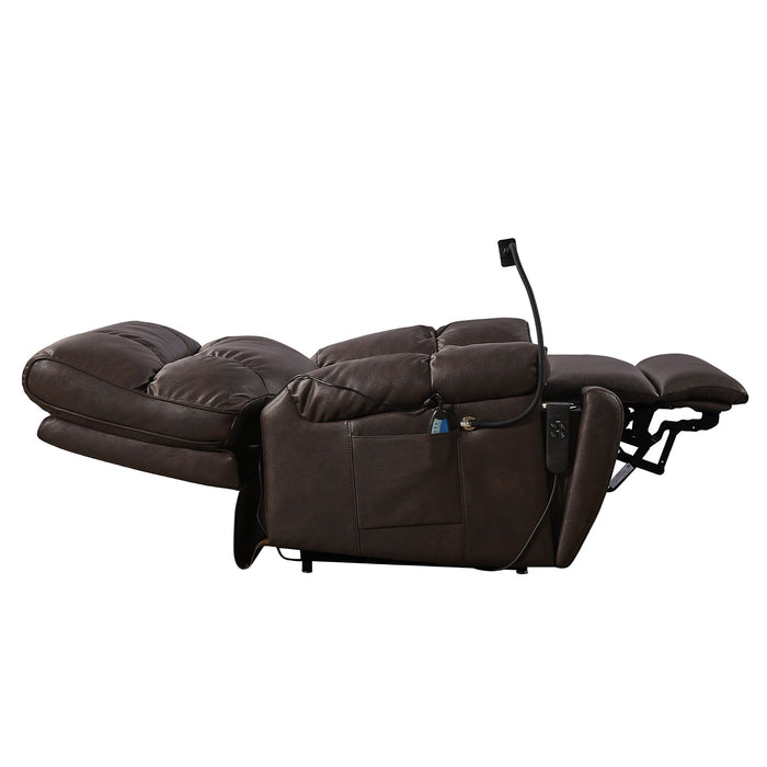 Recliner Chair With Phone Holder, Electric Power Li Feet Recliner Chair With 2 Motors Massage And Heat For Elderly, 3 Positions, 2 Side Pockets, Cup Holders - Brown