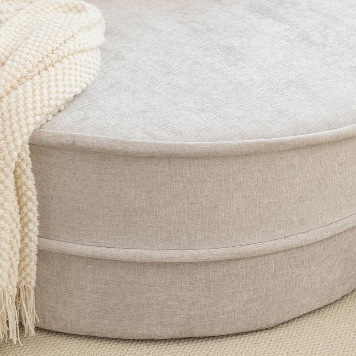 Modern Oversized Round Barrel Accent Chair With Ottoman