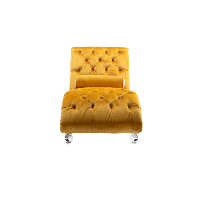 Velvet Chaise Lounge Indoor, Button Tufted Upholstered Chaise Lounge Chair With Pillow
