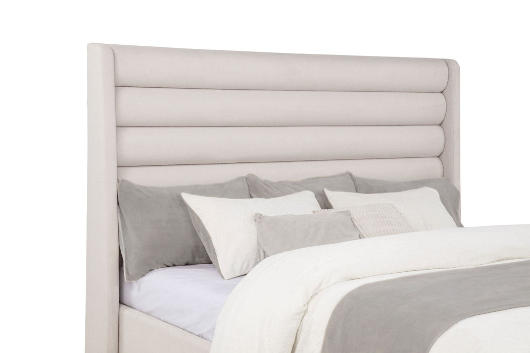 Leslie Upholstered Tufted California King Wingback Platform Bed Beige