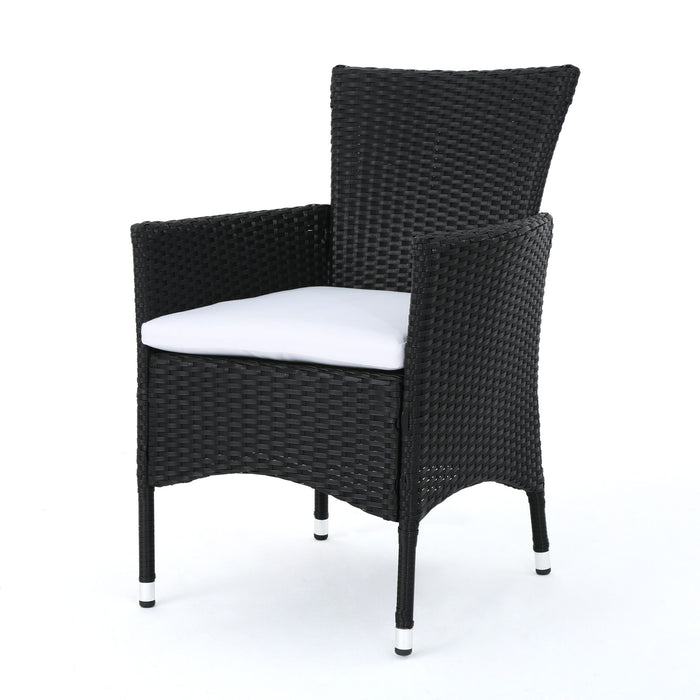 Dimensional Outdoor Dining Chair With Cushion Seat And Iron Frame (Set of 2)