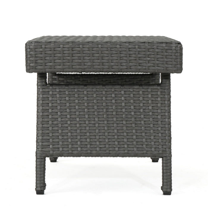 Outdoor Wicker Table With Rectangular Tabletop - Gray