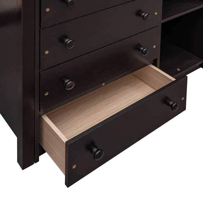 Bunk Bed With 6 Drawers And Flexible Shelves, Bottom Bed With Wheels