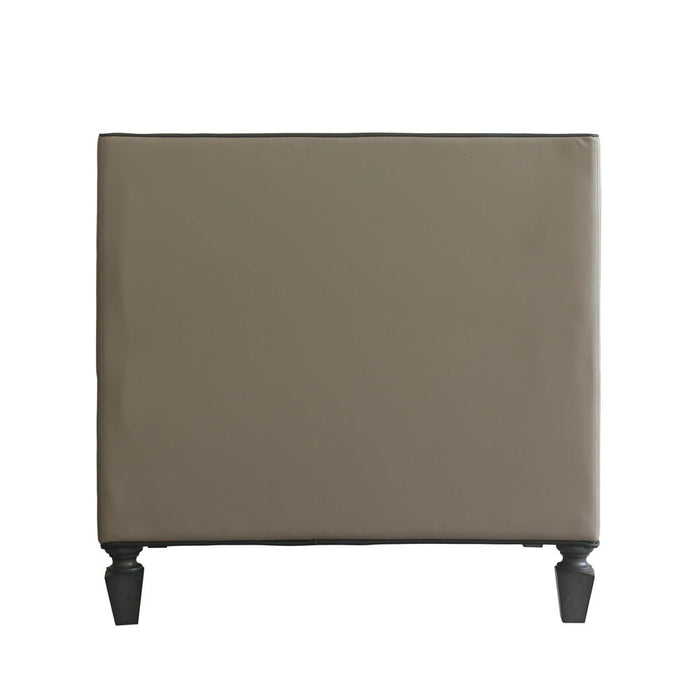 House Beatrice - Chair With Pillow - Tan Synthetic Leather , Black Synthetic Leather & Charcoal