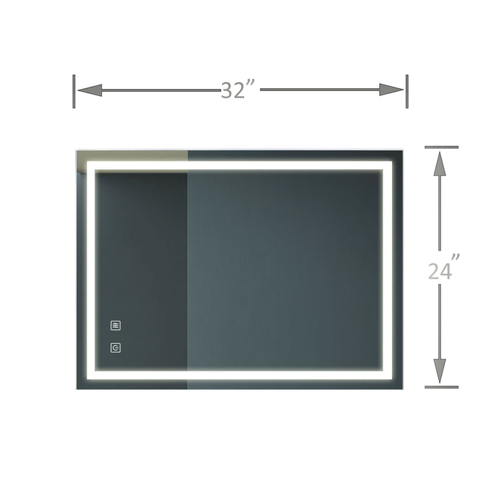 Bathroom Vanity Rectangle Mirror With Front Lighting, Anti Fog, Dimmable, Smart Memory Function