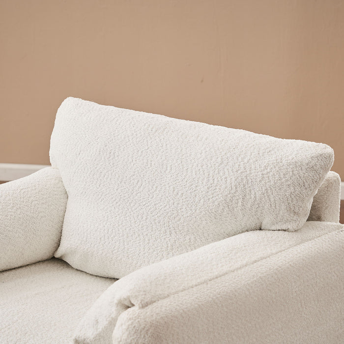 Swivel Modern Swivel Accent Chair Single Seater 360° Rotating For Living Room, Bedroom - Ivory White