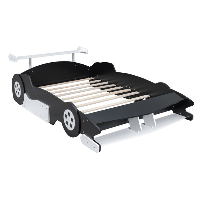 Race Car-Shaped Platform Bed With Wheels