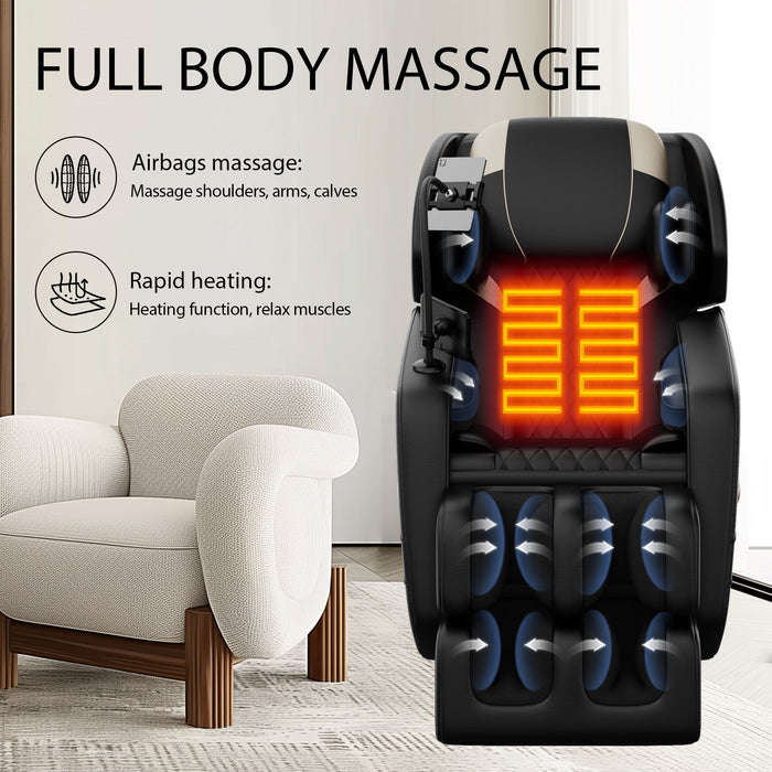 Massage Chair Recliner With Zero Gravity With Full Body Air Pressure - Black / Blue / Gold