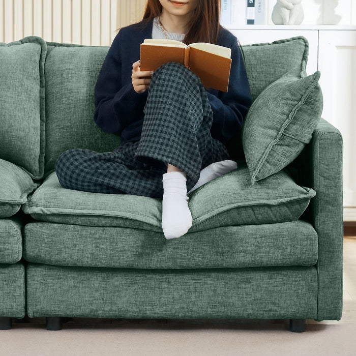 L Shaped Modular Sectional Sofa With Movable Ottoman, 3 Seater Comfortable Seating