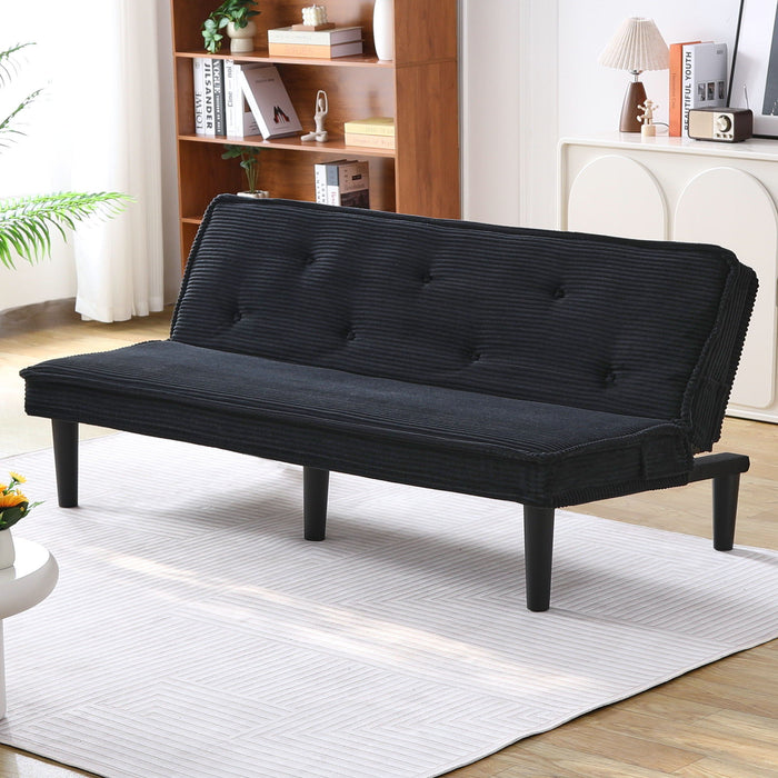Versatile Corduroy Sofa Bed With Solid Wood Frame
