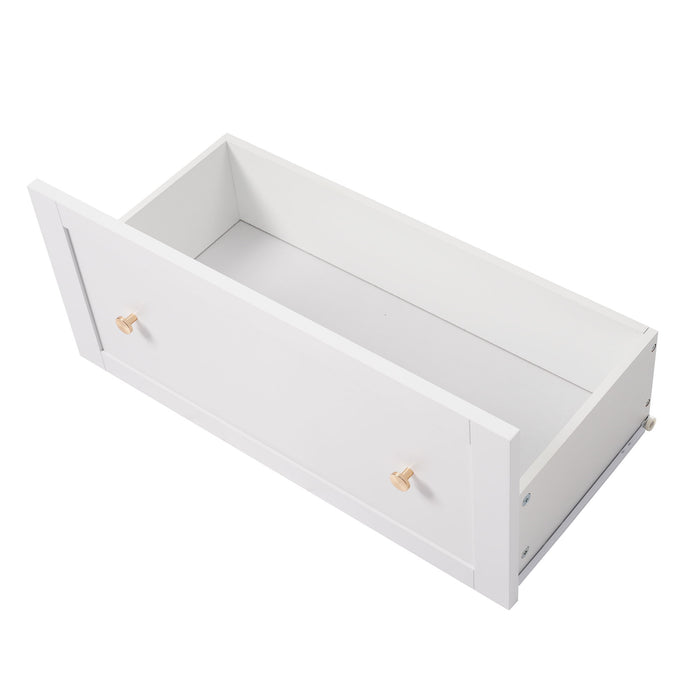 Freestanding Tall Bathroom Cabinet With Adjustable Shelves, Drawers, Soft Close Glass Doors