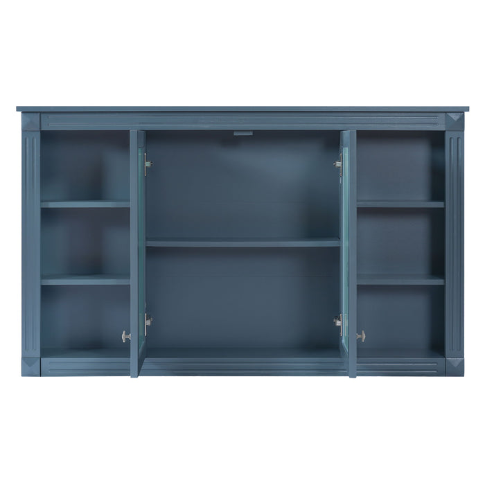 Wall-Mounted Mirror Cabinet With Adjustable Shelf And Open Shelves