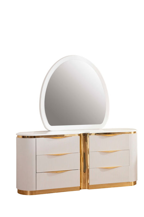 Laura Gold Detailed Dresser Made With Wood In White