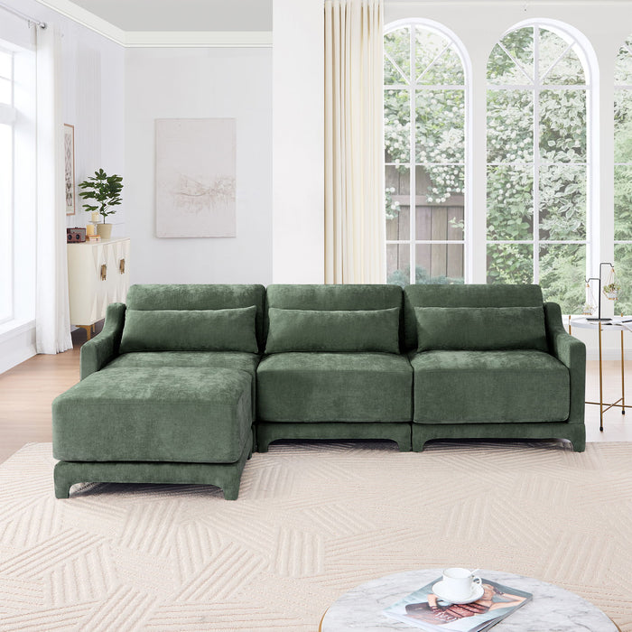 Stylish Sofa With Ottoman And Lumbar Pillows, Ergonomic Design