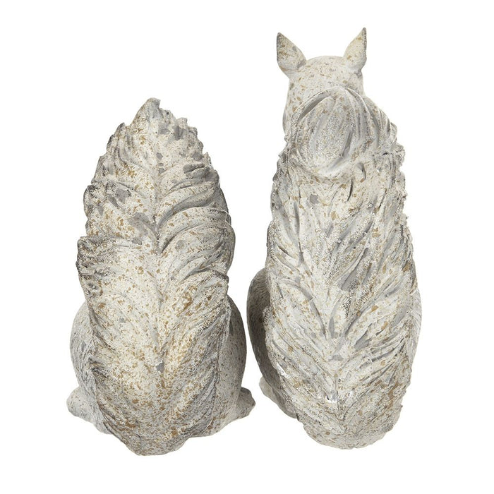 Resin Standing &amp; Lying Down Squirrel Rustic, For Harvest Festival Fall Festival &amp; Thanksgiving Table Decorations (Set of 2) - Antique Cream