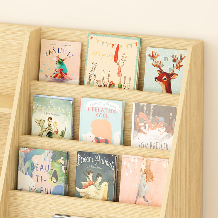 Bookshelf And Toy Storage Organizer, 4 Tier Bookcase With Display Stand For Playroom