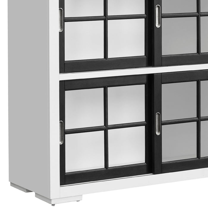 Pulaski Accents - 4-Shelf Sliding Door Bookcase - White / Black