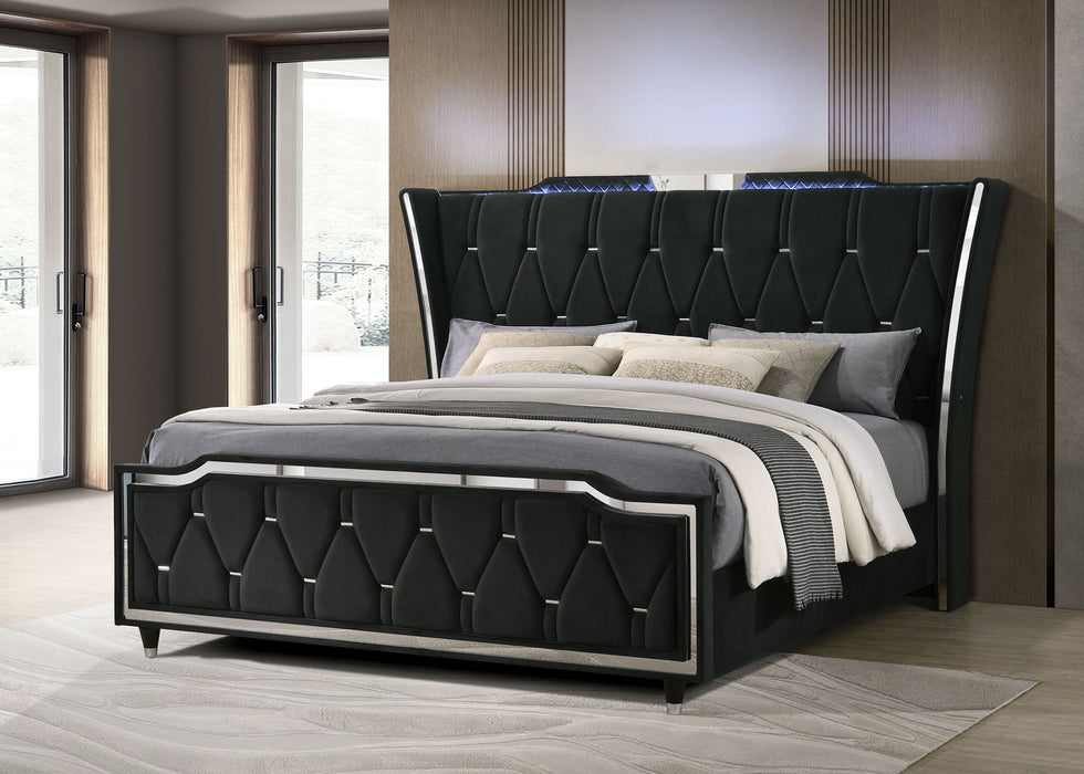 Lorient California King LED Upholstered Bed Black
