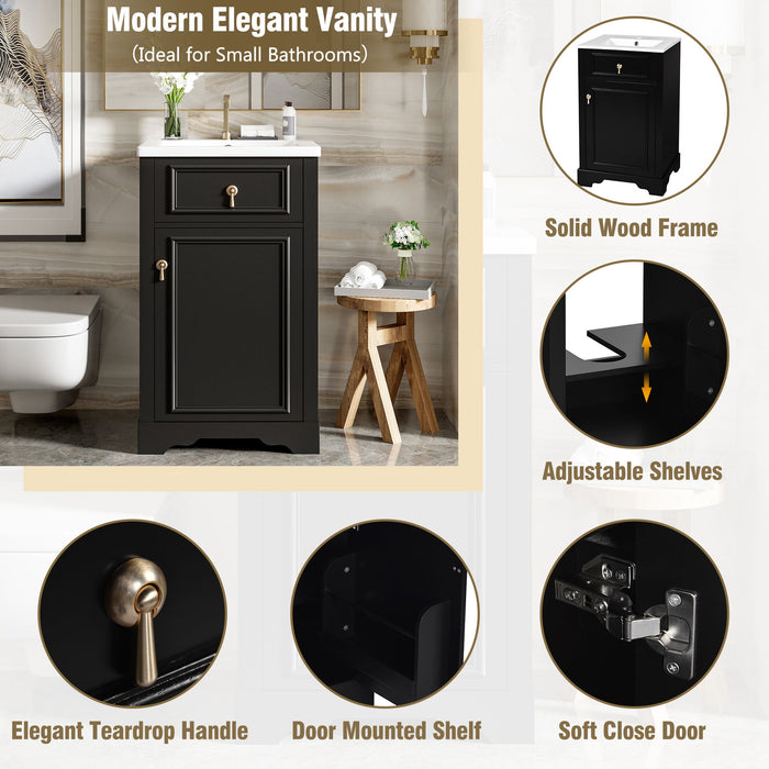Elegant Bathroom Vanity With Ceramic Sink, Soft Close Door, Adjustable Shelf