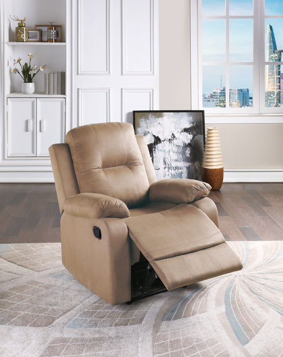 Elegant Modern Peat Color Microfiber Motion Recliner Chair Couch Manual Motion Plush Armrest Tufted Back Living Room Furniture