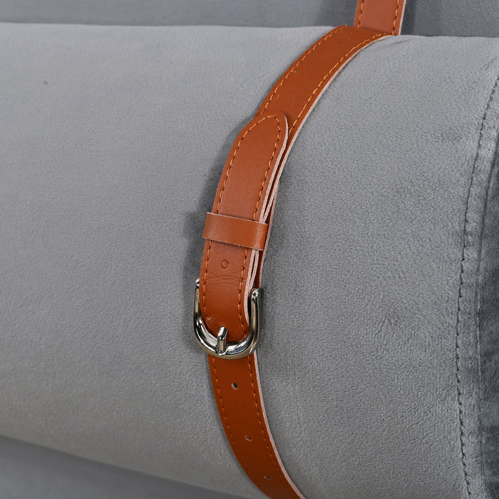 Upholstered Platform Bed, 2 Outlets And USB Charging Ports On Both Sides, 2 Bedside Pillows, Storage Shelves