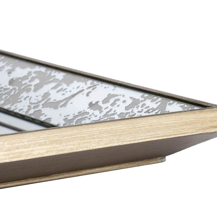 Antique Rectangle Mirror With Floral Accents, Mirrored Display Tray, Hanging Wall Mirror