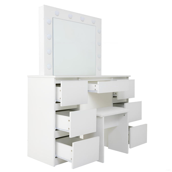 Large Vanity Tables With Mirror And Light - Matte White