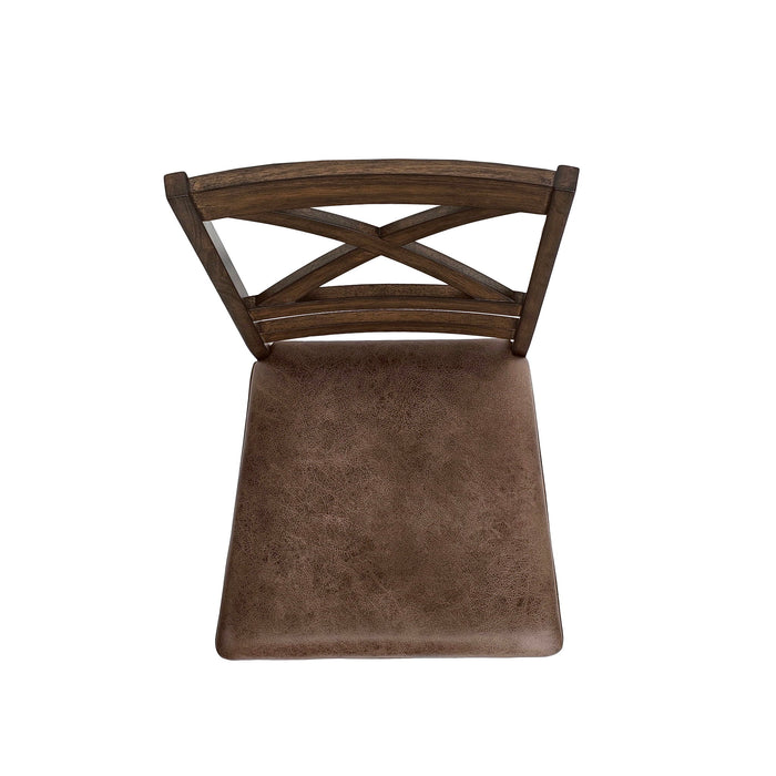Country Style Dining Chairs (Set of 2) With Cross Back Design - Brown