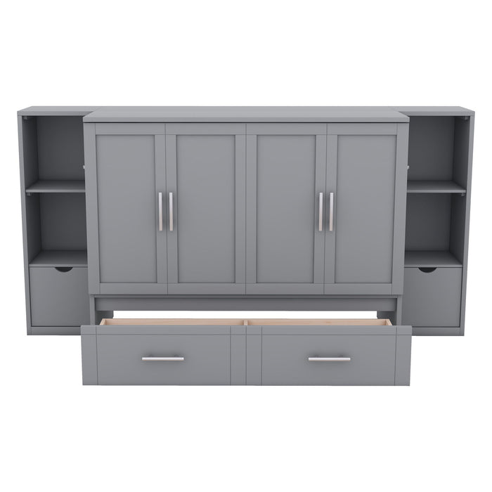 Murphy Bed With Shelves, Drawers And USB Ports